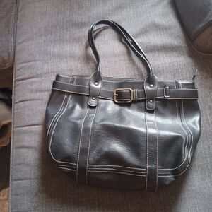 Elegant Black Leather Tote Bag